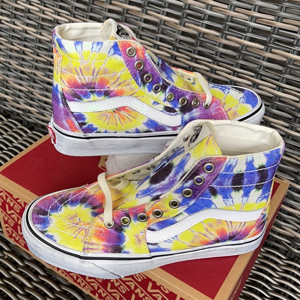 Vans Men’s SK8-Hi Tapered Washed Tie Dye/True White Sneakers - Picture 12 of 16
